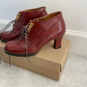 Leather lace up booties